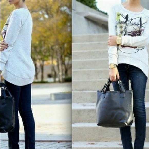 Proenza Schouler Neiman Marcus X Target Graphic Sweatshirt Artsy Top Gray Small - Picture 9 of 9